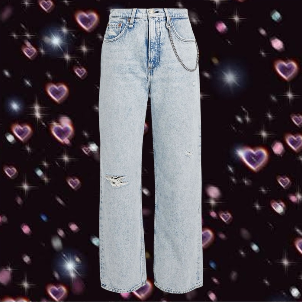 Rag And Bone Ruth Super High Rise Chain Jeans Sz 30 90s Denim Pants Grunge - Picture 2 of 16